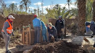 Stampflehmarbeiten in der Palmerie